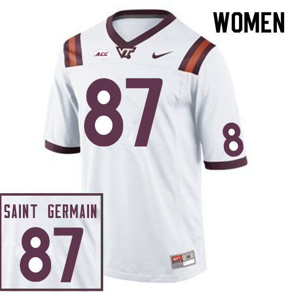 Women #87 Harrison Saint Germain Virginia Tech Hokies College Football Jerseys Sale-White - Click Image to Close